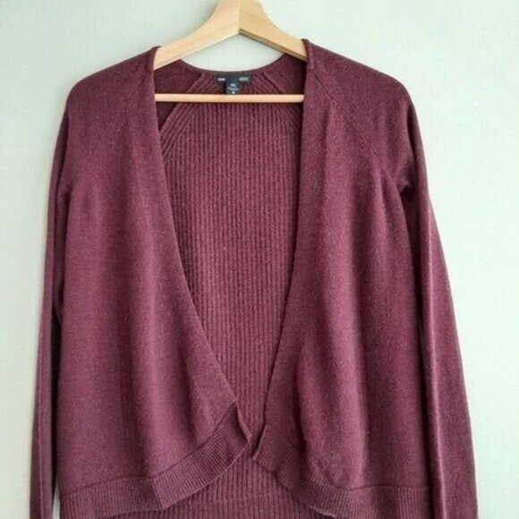 GAP 100% Cashmere Soft Open Front Cardigan Sweater Purple Sz XS - Picture 3 of 10